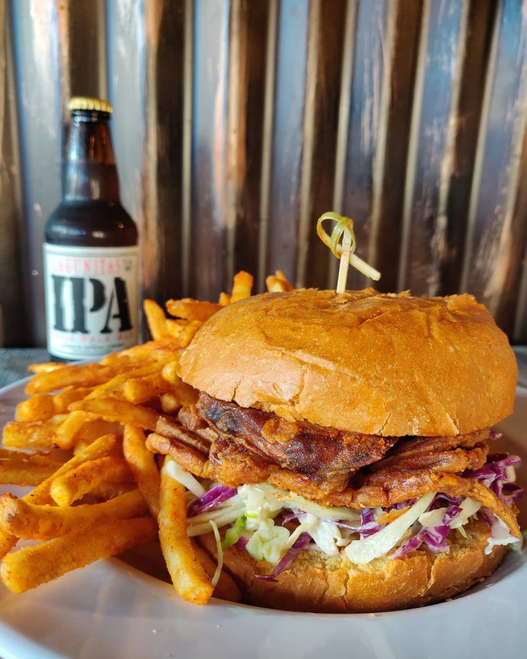 Burger with Cajun fries